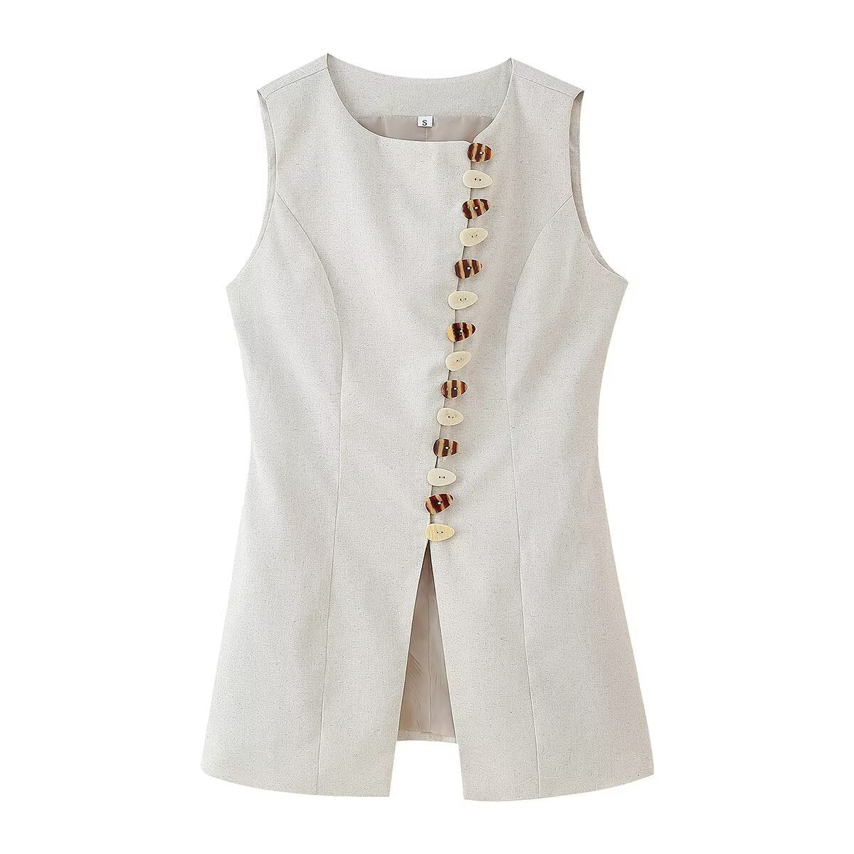 Claravue Buttoned Vest Skirt Set