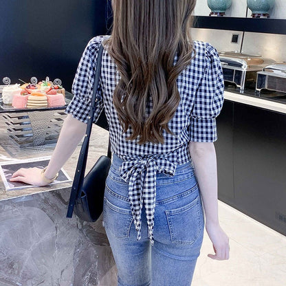 ChériePlaid Puff Shirt