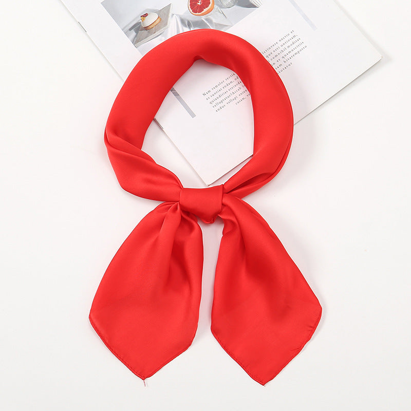 Solid Color Silk Scarf Women's Thin Decorative Scarf