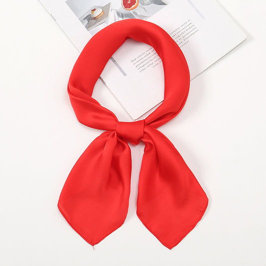 Solid Color Silk Scarf Women's Thin Decorative Scarf