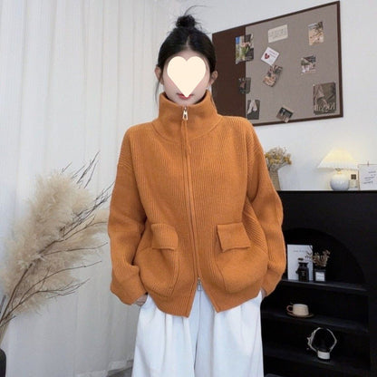 ZyraKnit Dual-Zip Cardigan Coat