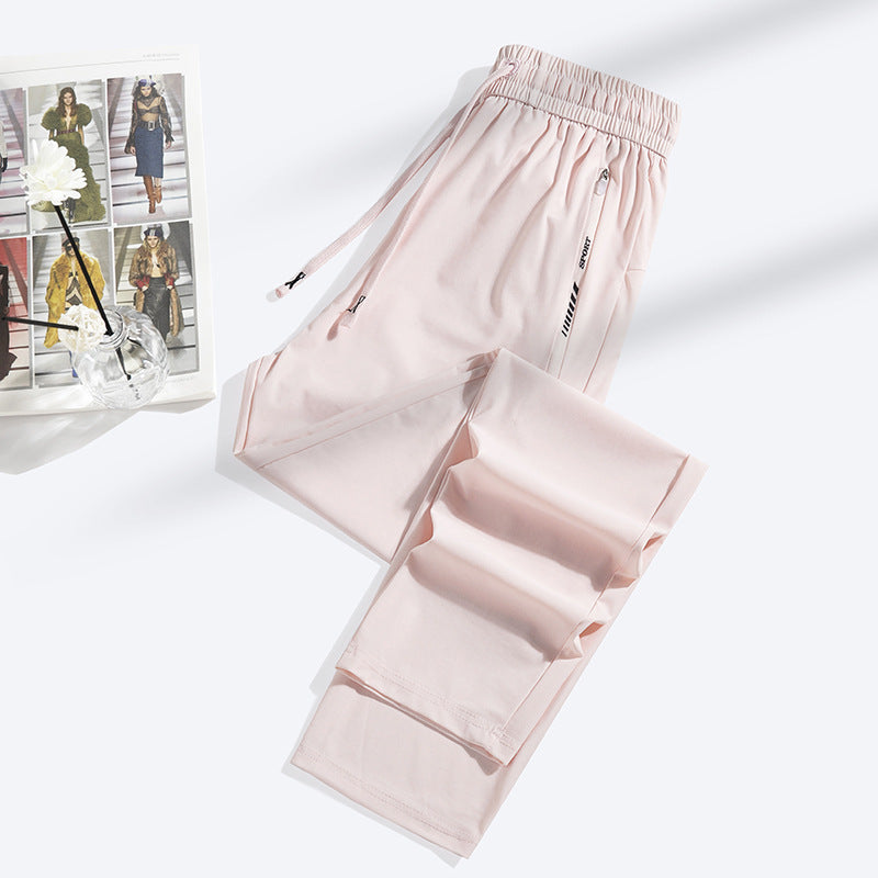 Fashion Straight Closed Ice Silk Leggings Women