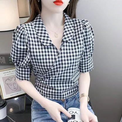ChériePlaid Puff Shirt