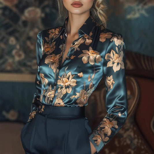 Golden Bloom Lapel Shirt