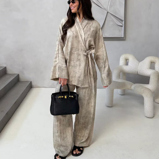 EmbroiLuxe Wide-Leg Set