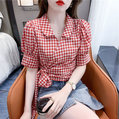 ChériePlaid Puff Shirt