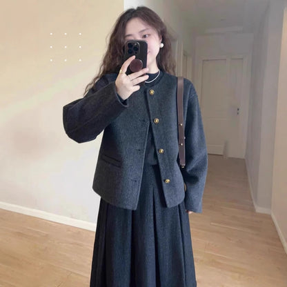 LanaMist Woolen Crop Coat