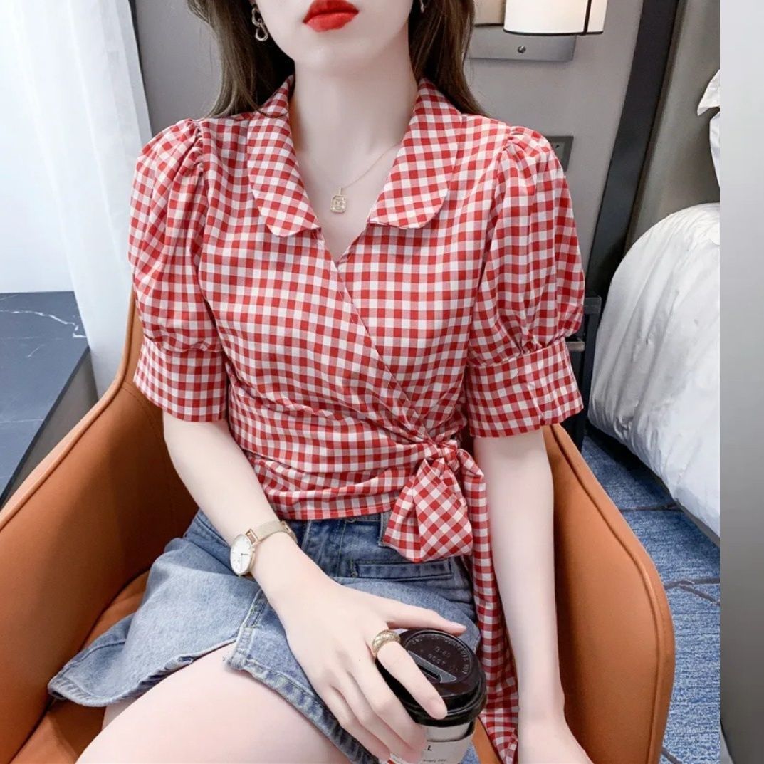 ChériePlaid Puff Shirt