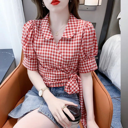 ChériePlaid Puff Shirt