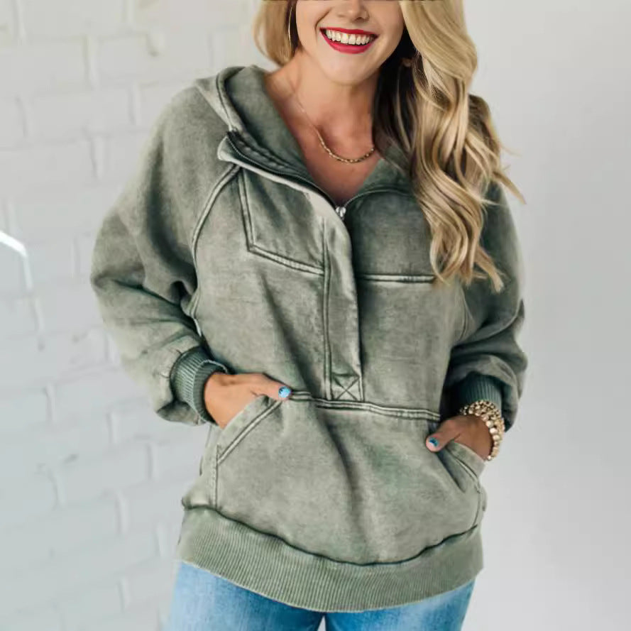Zentra Half-Zip Washed Hoodie