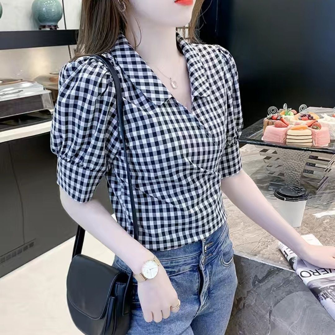 ChériePlaid Puff Shirt