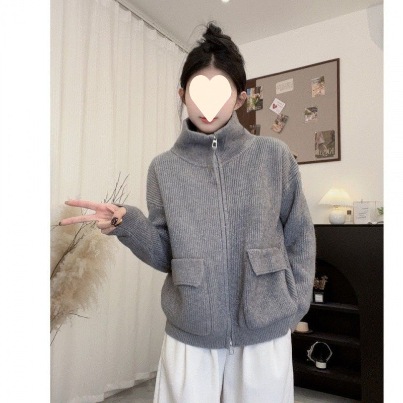 ZyraKnit Dual-Zip Cardigan Coat