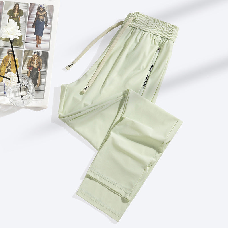 Fashion Straight Closed Ice Silk Leggings Women