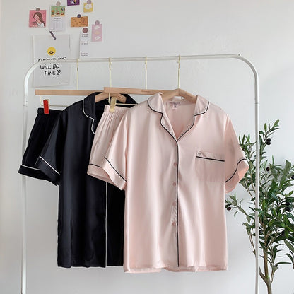 DISANGNI Contra Short Silk Pajama Set