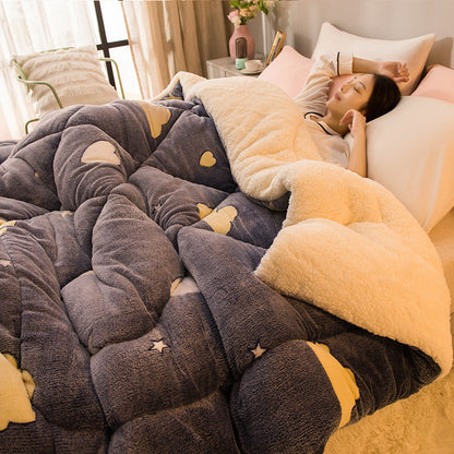 Silk Cotton Quilt Thickened Warm Lamb Fleece