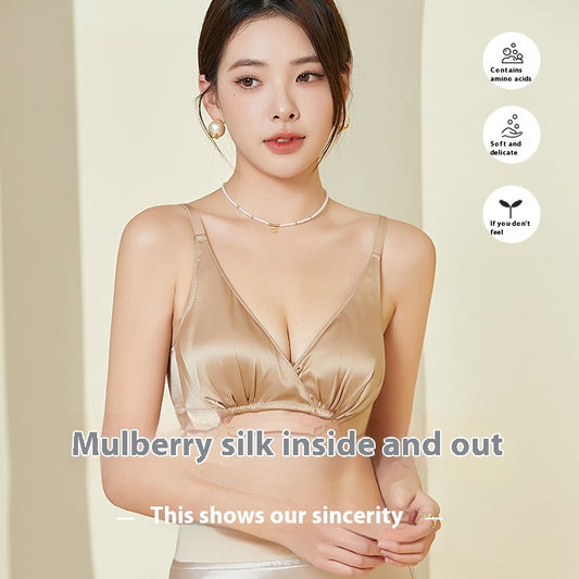 Double-sided Gathering Bra Frameless Bright Silk Underwear