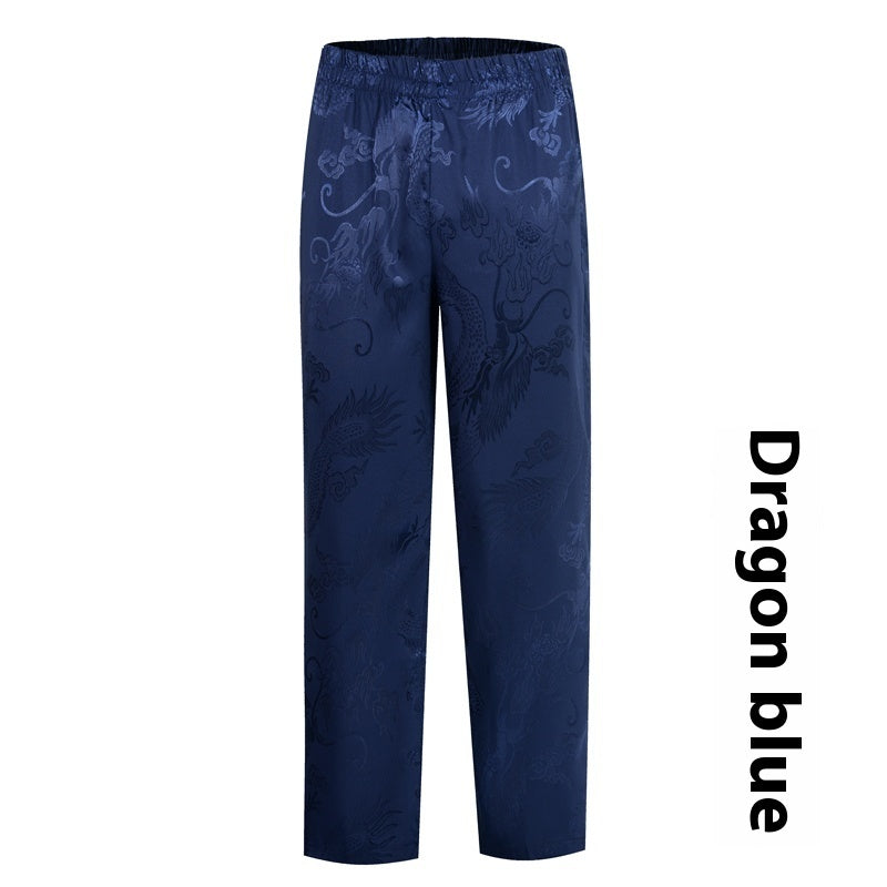 Loose Silk Chinese Style High-waisted Trousers