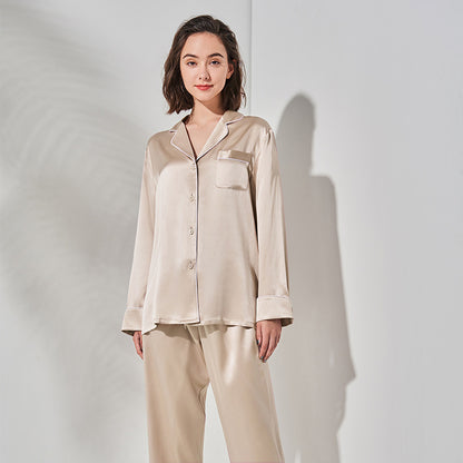 Ladies Long Sleeve  Silk Home Pajamas Set