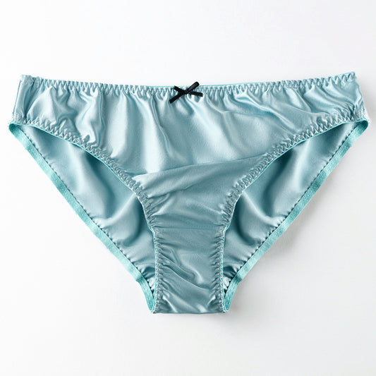 Women's Simple Small Bowknot Solid Color Silk Briefs