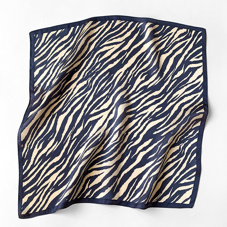 Silk Small Square Scarf Female Striped 53cm Silkworm Decorative
