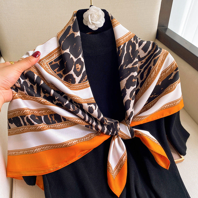 Women's Silk Scarf Leopard Print All Match Decoration
