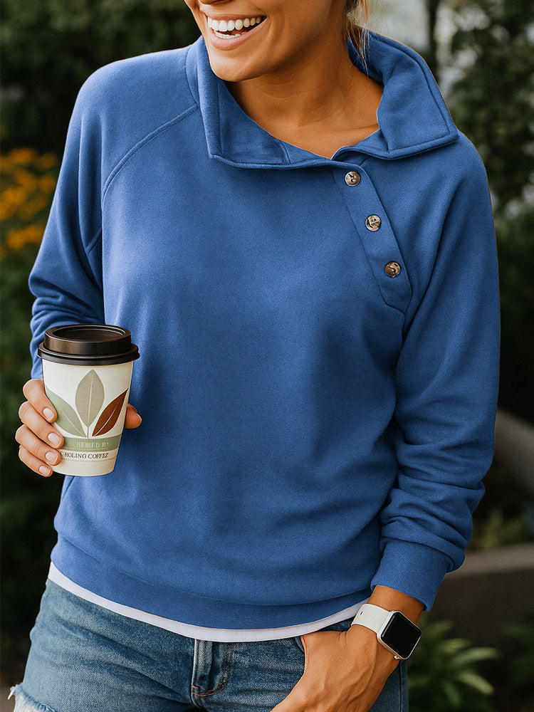 AsymEase Button Collar Sweatshirt