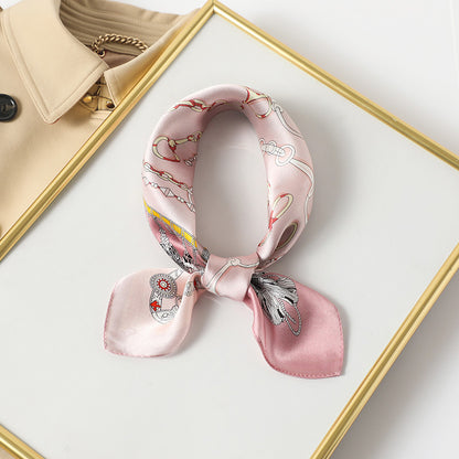 Silk Scarf Women's Spring And Summer New Fashion Professional All-match Printing Satin Silk Small Square Scarf Soft Scarf