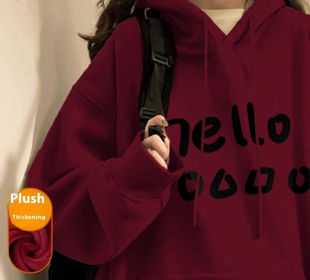 Hoodie Women Autumn And Winter Fashion Fashion Plus Cashmere Is Slimming Shoulders