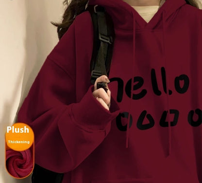 Hoodie Women Autumn And Winter Fashion Fashion Plus Cashmere Is Slimming Shoulders