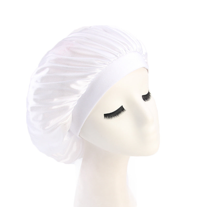 Faux Silk Dome Night Hat With Wide Brim Headband