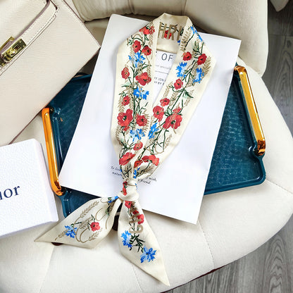 Silk Scarf Arm Bag Ribbon Thin Narrow Long Hair Band Decoration Small Scarf