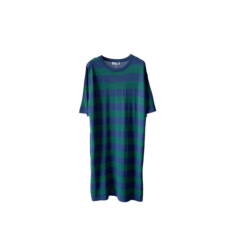 Navy Wind Loose And Thin Ice Silk Knit Dress