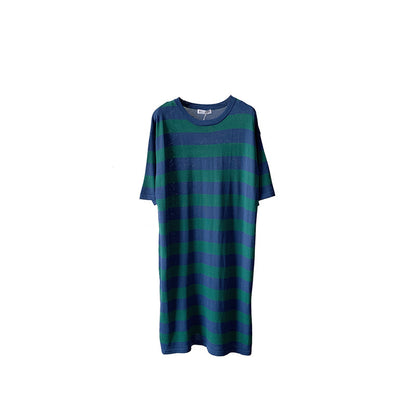 Navy Wind Loose And Thin Ice Silk Knit Dress
