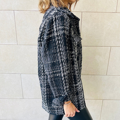PlaidEase Lapel Jacket