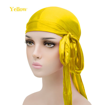 Silk Long Tail Turban Hat Silk Pirate Hat