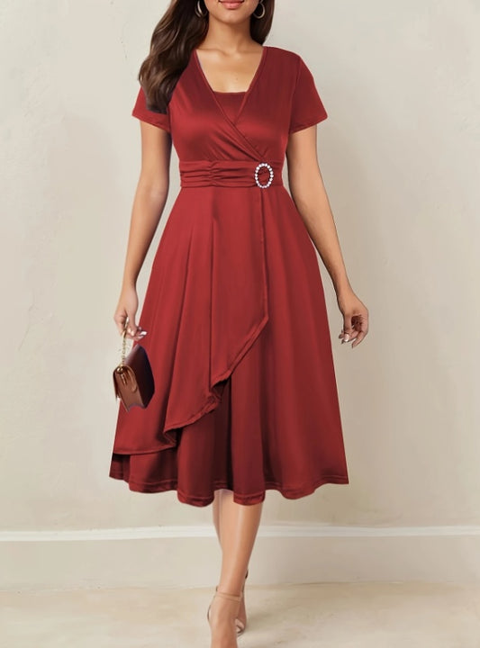 Veloura Gleam Cross-Hem Dress
