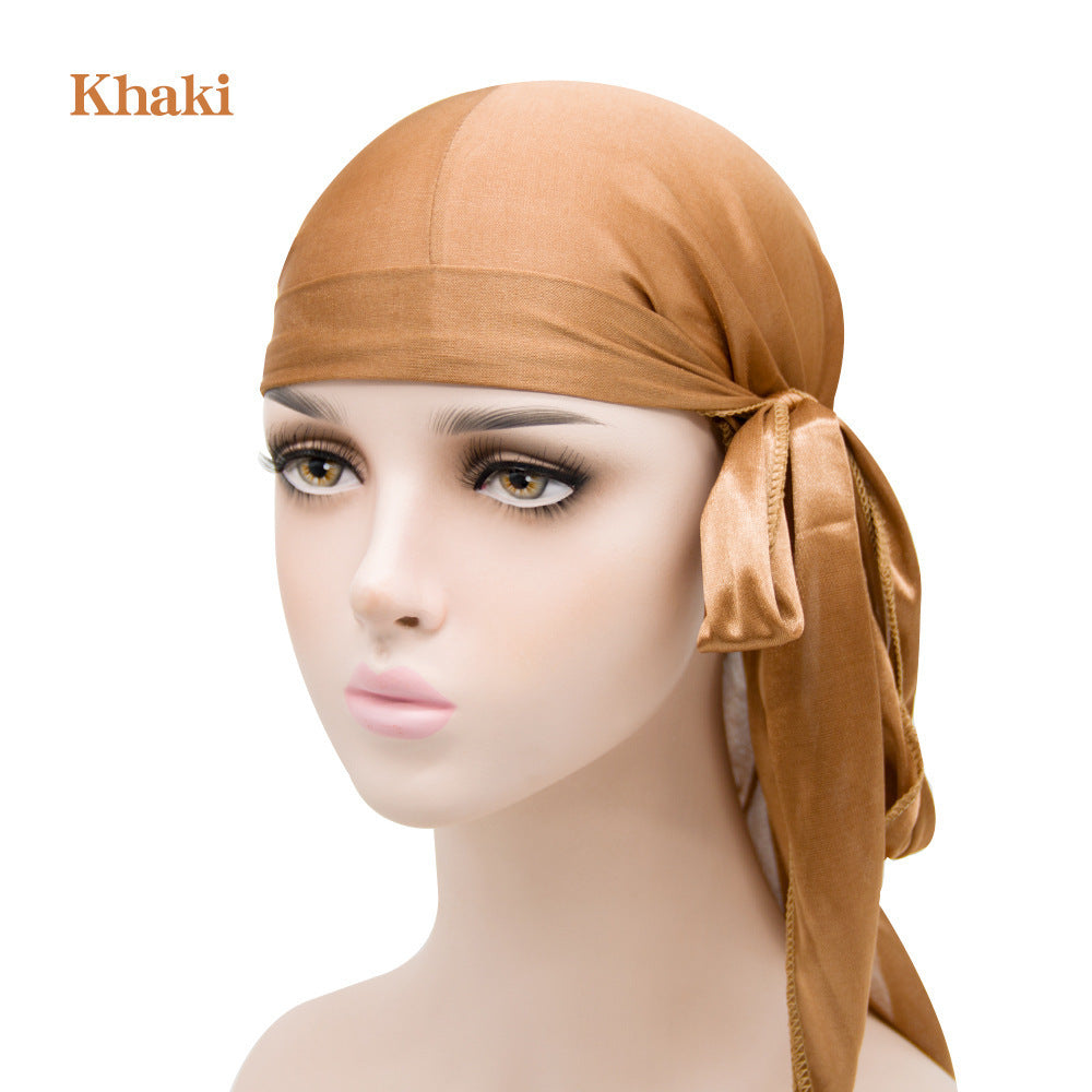 Silk Long Tail Turban Hat Silk Pirate Hat