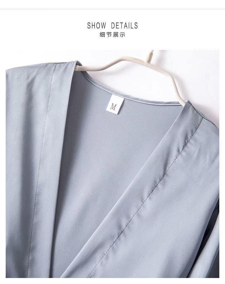 Ice Silk Sexy Slip Nightdress Silk Satin Nightgown With Chest Pad Five-piece Suit Homewear