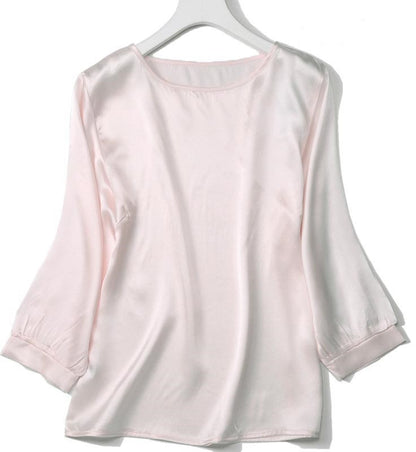 High-end Silkworm Silk Pearl Shiny Satin Shirt
