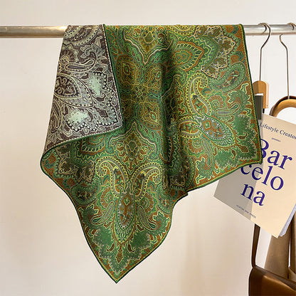 Tropical Jungle Double-color Silk Wool Square Scarf