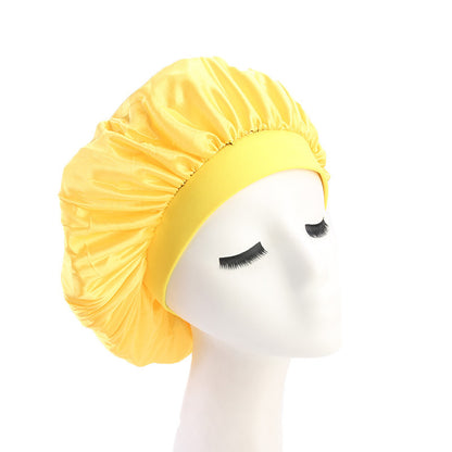 Faux Silk Dome Night Hat With Wide Brim Headband