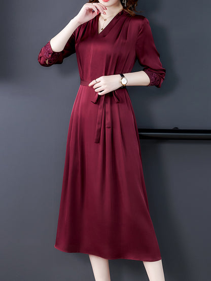 Heavy Silk Long-sleeved Dress Silk Spring Dress