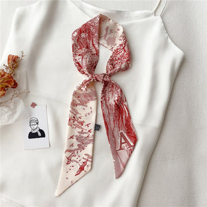 Women's Fashion Creative Letters Silk Scarf