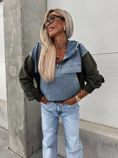 DenimEase Hooded Sweater