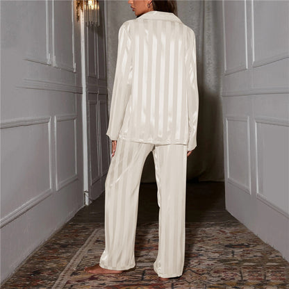 Women's Ice Silk Long Sleeve Home Pajama Set