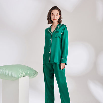 Ladies Long Sleeve  Silk Home Pajamas Set