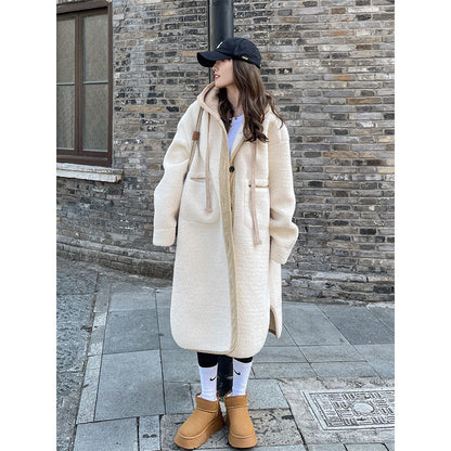 Faux Lamb Wool Coat Loose Casual Mid-length Cotton-padded Jacket