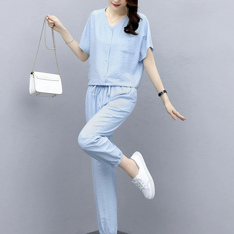 Élan Grace Cotton-Linen Co-Ord Set
