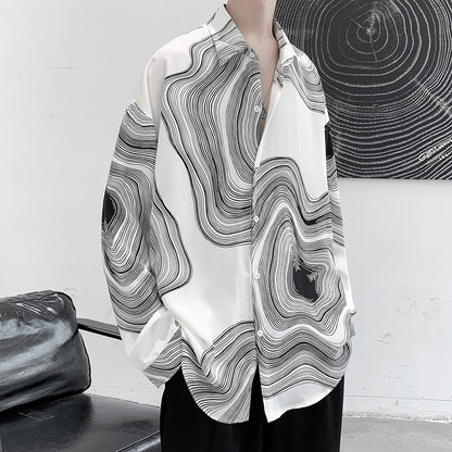 Men's Shirts Youth Tide Brand Fashion Loose Large Size Ice Silk