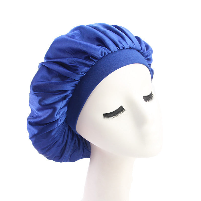 Faux Silk Dome Night Hat With Wide Brim Headband